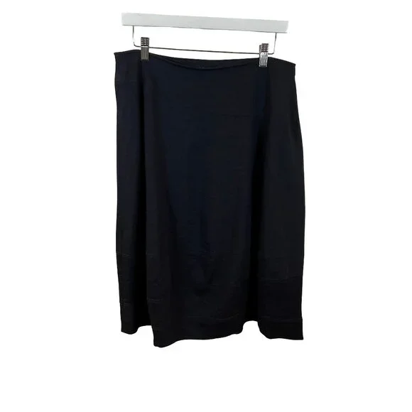 Eileen Fisher Black Linen Blend Midi Skirt Small - Picture 1 of 10